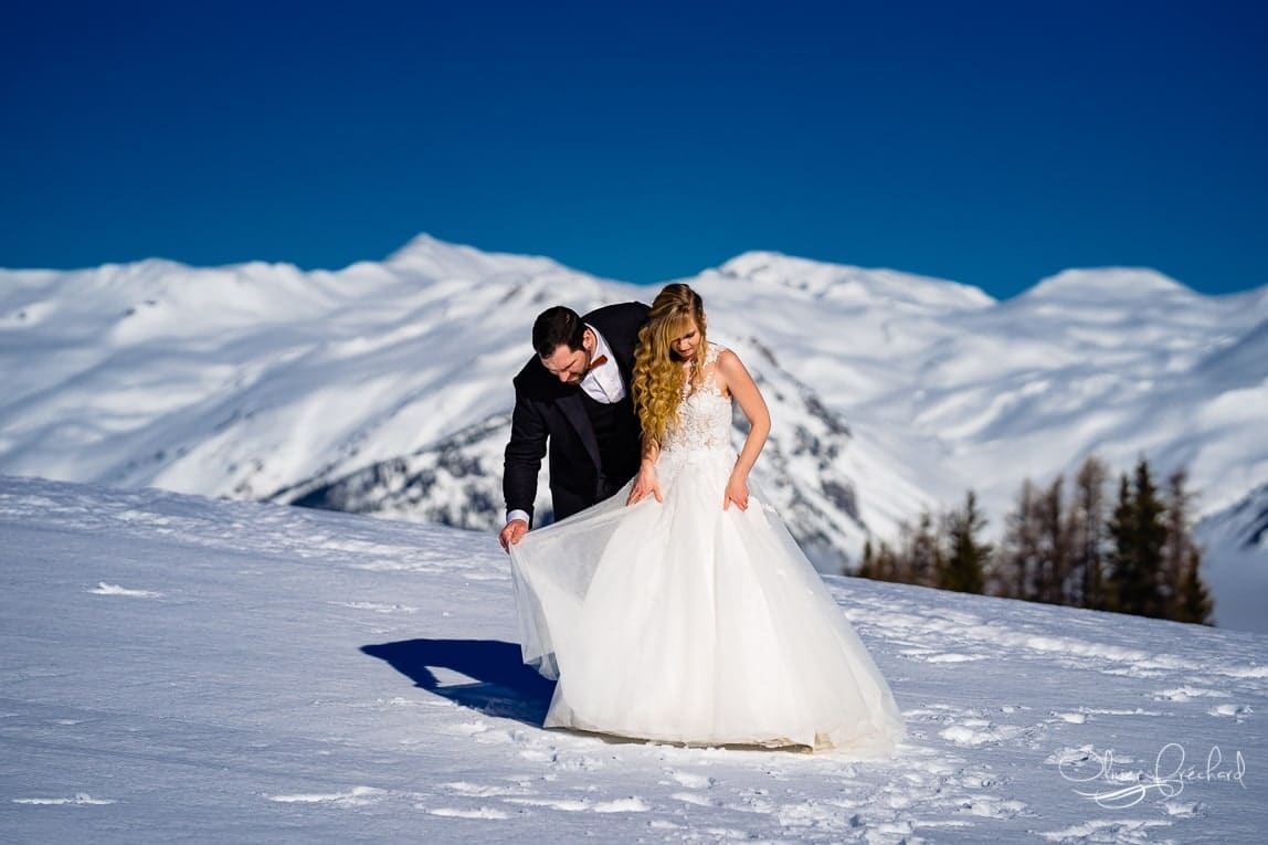 photos de mariage à la neige en montagne par olivier Fréchard