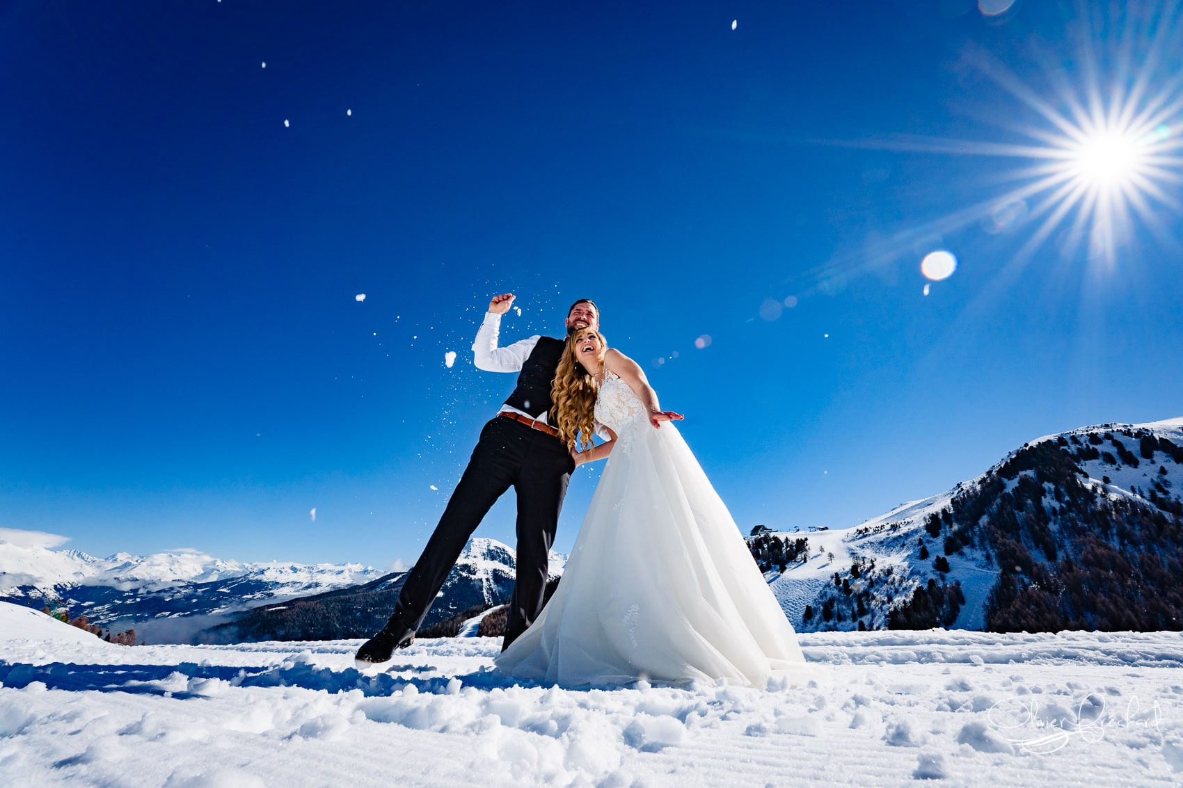 photos de mariage en montagne dans la neige